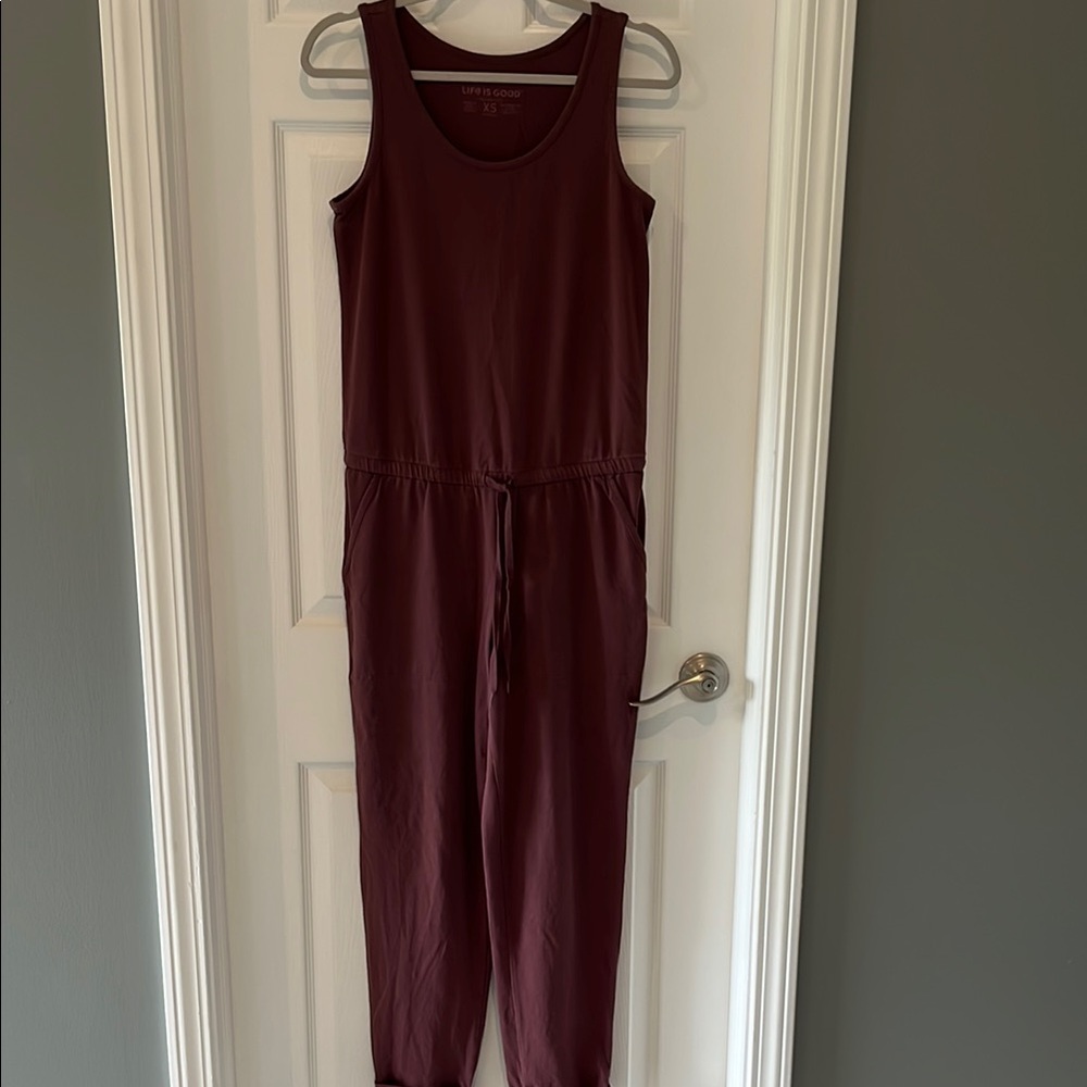 Life Is Good burgundy Jumpsuit Sleeveless Stretchy